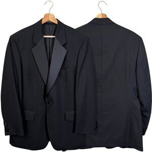 Wool Satin Notch Lapel Tuxedo Jacket Blazer Men's 41R Black Formal Gala Classic